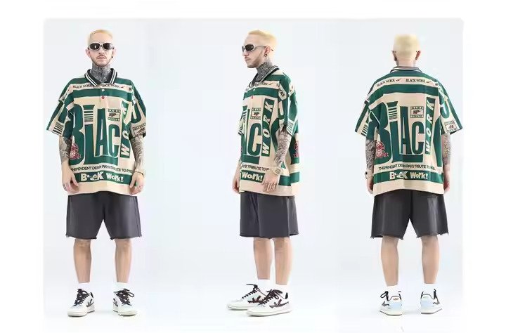 T-Shirt Oversized Plus Size With Letter Pattern Design T-Shirts For Men - Image 5